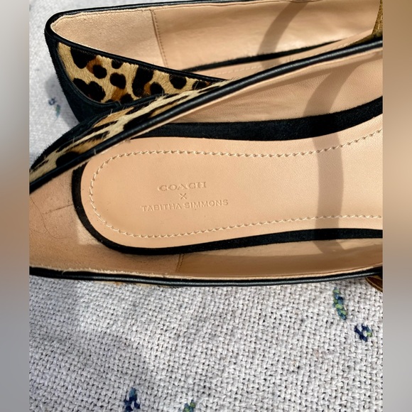 Coach X Tabitha Simmons Harriette Flat Lepoard Black Rhinestones Sz 8.5 - Picture 2 of 11